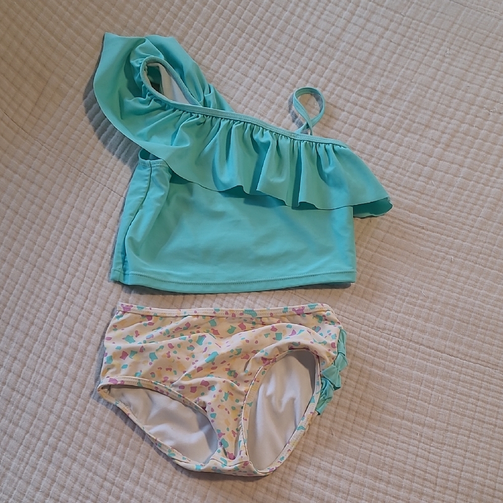 Ruffle Butts Turquoise and Pastel Two Piece Set